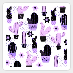 Cute Cactus Pattern (purple) Sticker